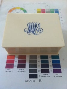 Image of vintage french ivory monogrammed vanity box