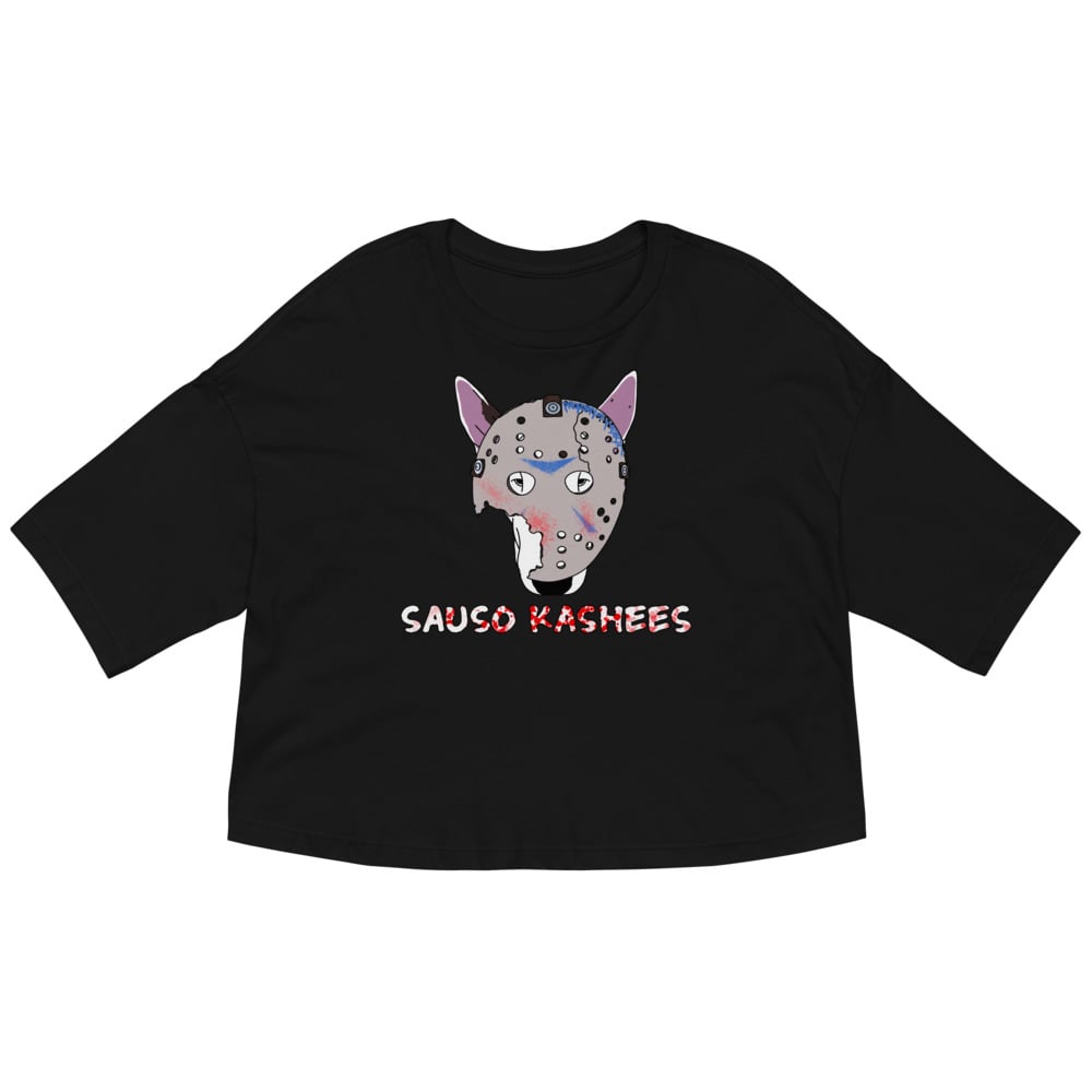 Image of SAUSO KASHEES LOOSE DROP SHOULDER CROP TOP/BLUE