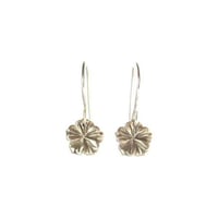 Image 1 of Tiny silver hibiscus earrings