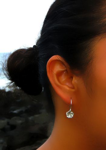 Image of Tiny silver hibiscus earrings