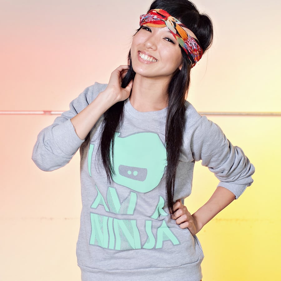 Image of "I Am A Ninja" Crew Neck Sweater (Heather Grey)