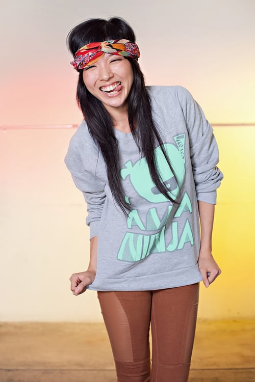 Image of "I Am A Ninja" Crew Neck Sweater (Heather Grey)