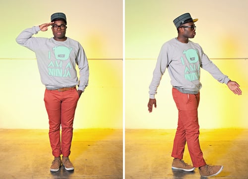 Image of "I Am A Ninja" Crew Neck Sweater (Heather Grey)