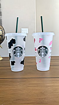 Pink cow print cup