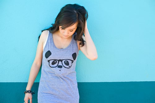 Image of "Nerdy Panda" Tank Top (Heather Grey)