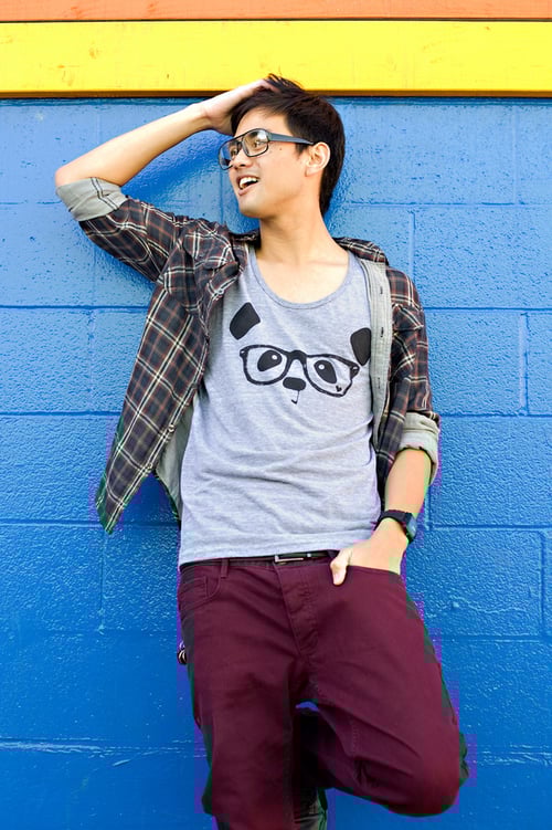 Image of "Nerdy Panda" Tank Top (Heather Grey)
