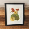 Genuine Nasturtium And Calendula Wildflower Art In 8" X 10" Frame (Item# 2022088)