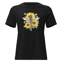 Image 2 of Women's Relaxed T-Shirt, Sunflower Dragonfly Bouquet Tee