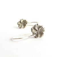 Image 3 of Tiny silver hibiscus earrings