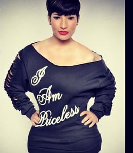 Image of "I AM PRICELESS" SHREDDED SLEEVED SWEATSHIRT