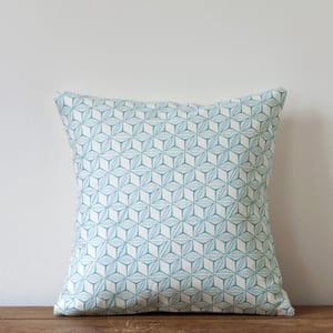Image of Tumbling Print Cushion, Turquoise Colourway
