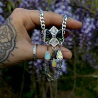 Image 1 of Green Tourmaline & Opal Butterfly Talisman