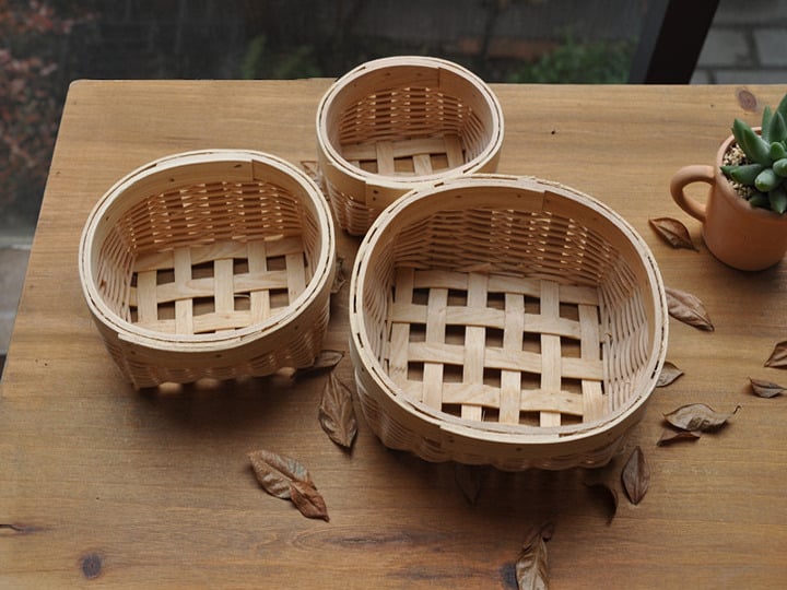 Image of Bent wood baskets (A) - set of 3