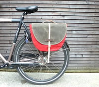 Image 1 of Waxed canvas pannier / bicycle bag with flap,COLLECTION UNISEX