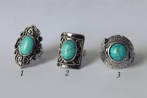 Image of Turquoise and Silver Adjustable Rings