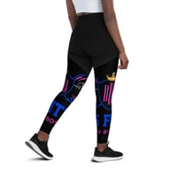 Image 1 of BOSSFITTED Black Neon Pink and Blue Sports Leggings
