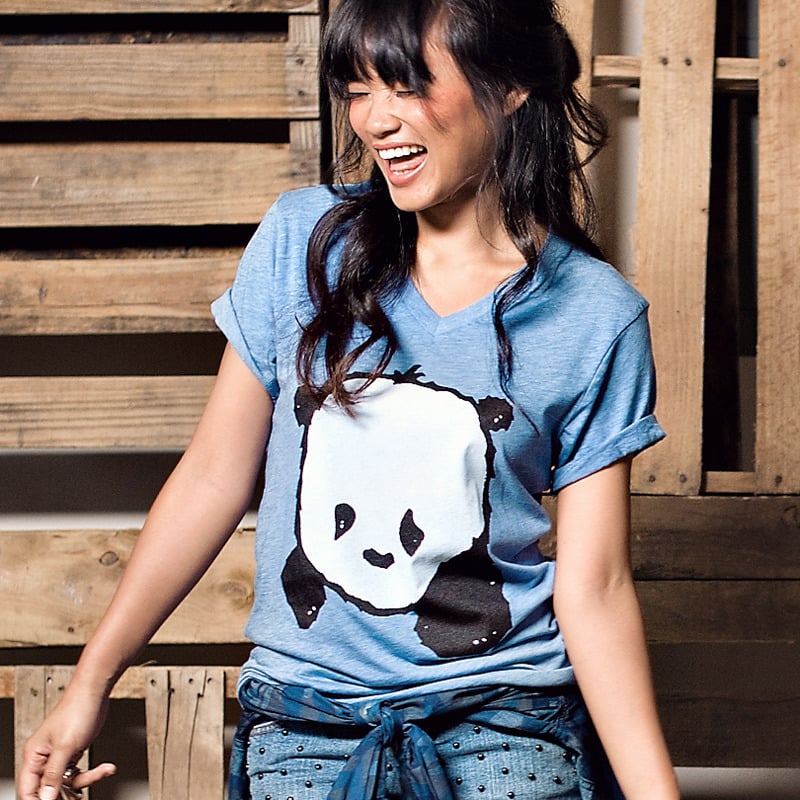 Image of "Baby Panda" V-Neck (Light Blue Heather)