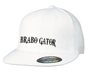 Image of BRABO GATOR Embroidered FlexFitted Flat Bill Hat ((WHITE)) 