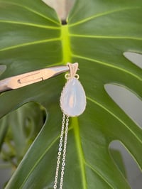 Image 1 of Silver Blue Chalcedony Teardrop Crystal Necklace