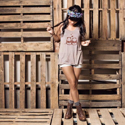 Image of "Panda Bums" Racerback Tank (Pebble Brown)