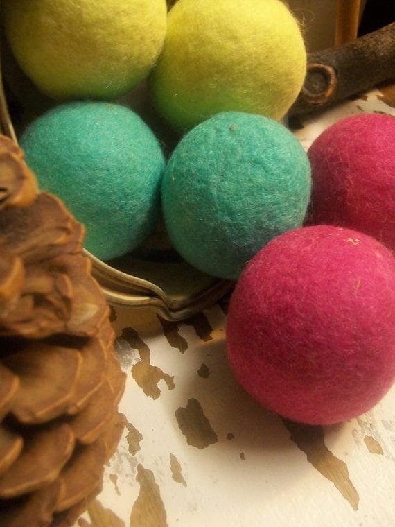 Image of Wool Dryer Balls, 6 summer brights FREE SHIPPING TO USA