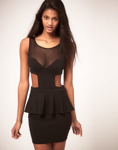 Image of Oh My Love Jersey Peplum Dress with Mesh Detail 