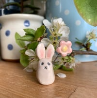 Image 3 of Ceramic Cute Bunny holding a pastel Flower