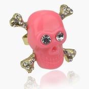 Image of Pink Skull Death Head Adjustable Ring.