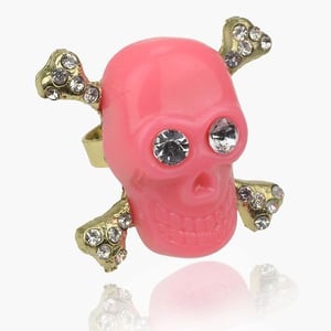 Image of Pink Skull Death Head Adjustable Ring.