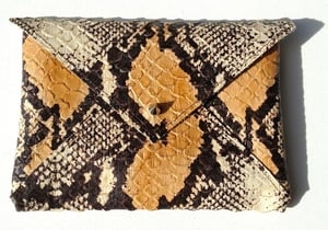 Image of Python Embossed Petit Leather Clutch