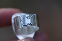 Image 3 of Old Stock Turquoise Butterfly Wide Band | Size 8.5