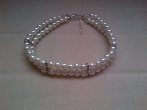 Image of Double layered pearl and crystal collar.