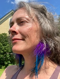 Image 7 of Feather Earrings, Festival Earrings, Colorful Dangle Earrings, Feather Earrings Purple Blue Black