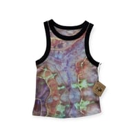 Image 1 of M Ladies Fitted Knit Contrast Tank in Muted Brights Ice Dye