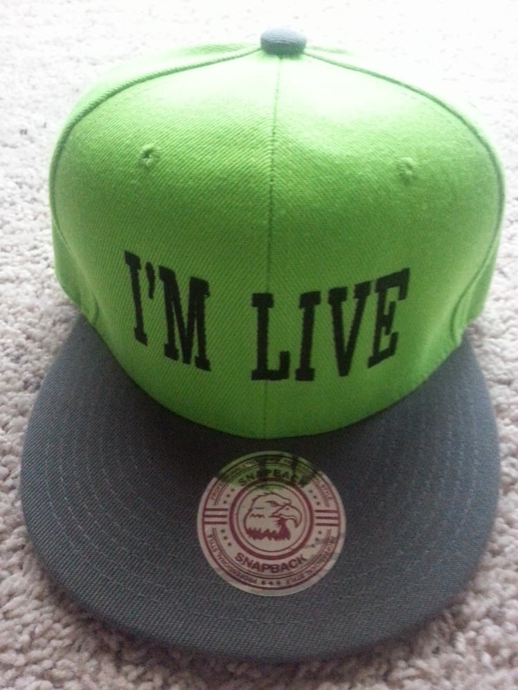 Image of "I'M LIVE" BLACK/LIME & GREY GREEN SNAPBACK