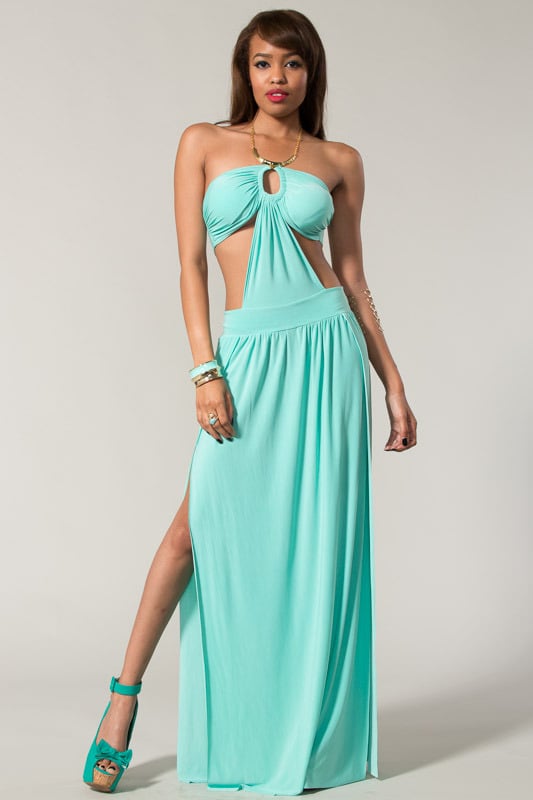 Tanny's Couture LLC — Sexy Halter Dress With A Slit Open Leg