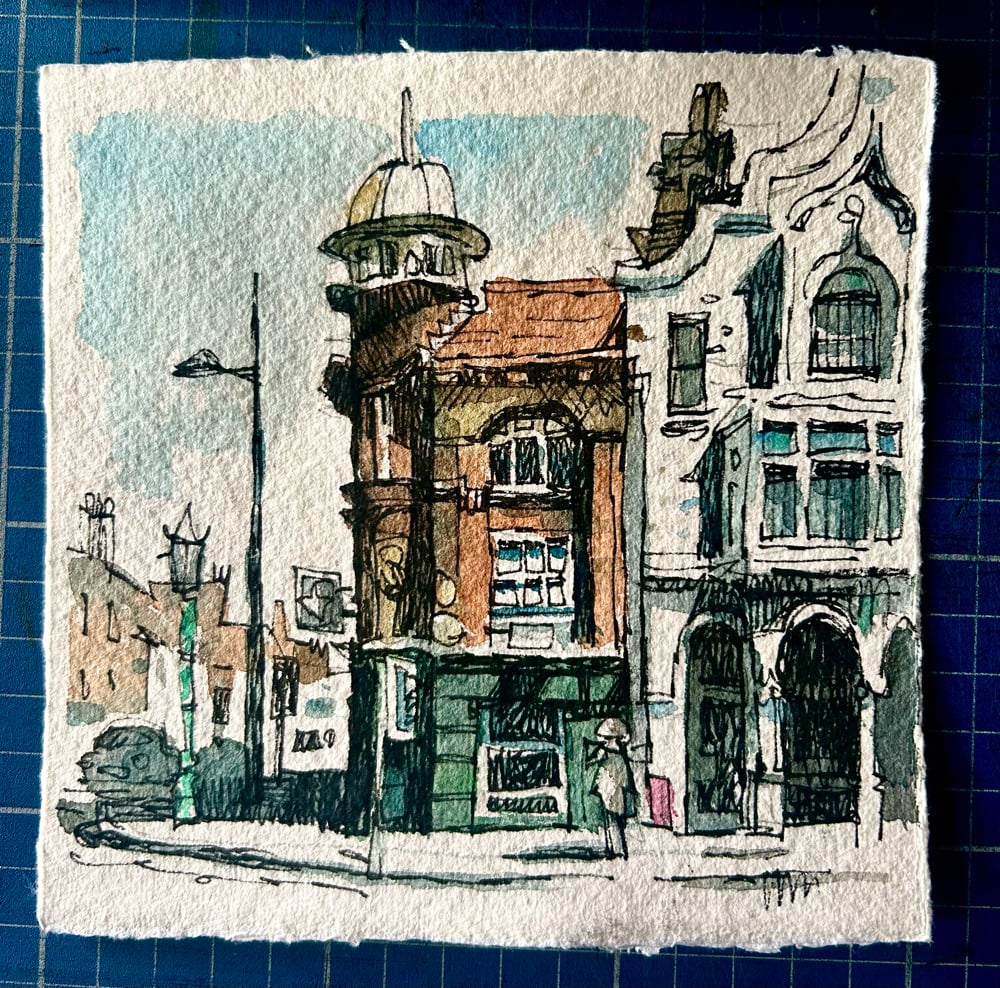 Image of Square Watercolour paintings on khadi paper