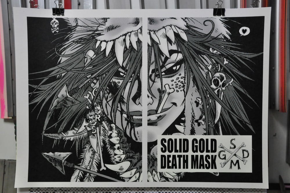 Solid Gold Death Mask / Rufus Dayglo & Comicdom Con Athens 2013 / Silkscreen