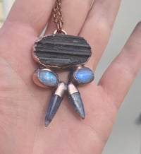 Image 1 of Electroformed Tourmaline, Moonstone and Kyanite necklace