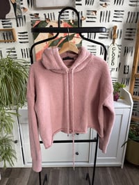 Image 1 of Fuzzy crop top with hood 