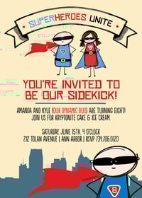 Superhero/Sidekick Invitation
