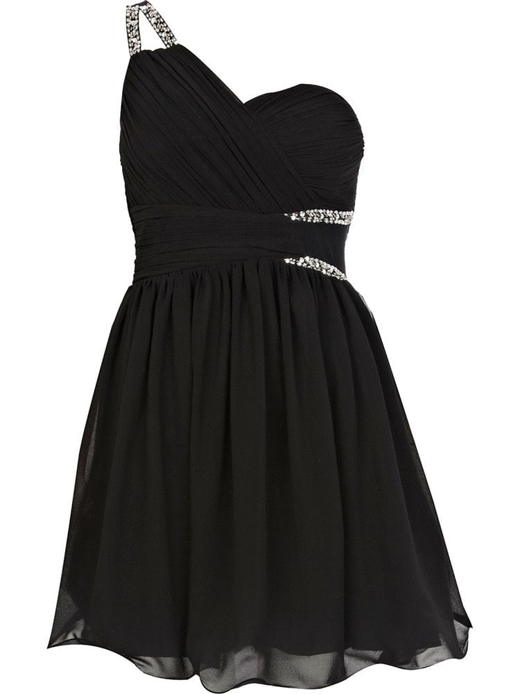 Cocktail Dresses 2013 — A-line One Shoulder Short/Mini Chiffon Black ...