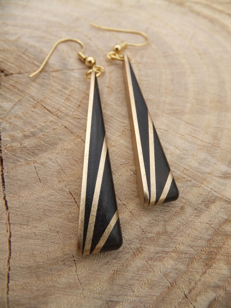 Image of Deco Inspired Earrings - Ebony and Brass