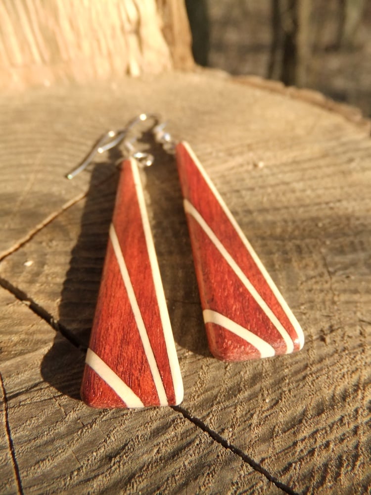 Image of Deco Inspired Earrings - Bloodwood and Holly