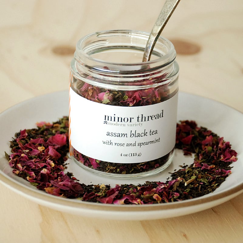 Image of Organic Assam Black Tea with Spearmint and Red Rose Petals - 3 Jars (Wholesale Package)