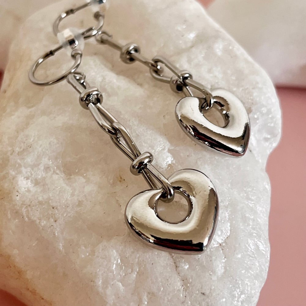 Image of Heart and Chain Half Hoops