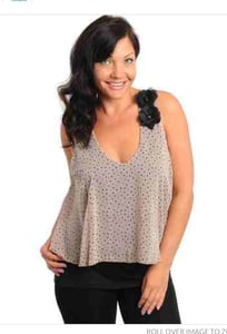 Image of Mocha Black Dots top