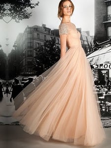 Image of A-line Straps Floor-length Tulle Evening Dress at Msdressy.com
