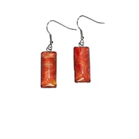 Image 1 of Fiery Sunset-Unique Handmade Fluid Art Earrings 