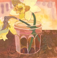 Daffodils and Pink Jar